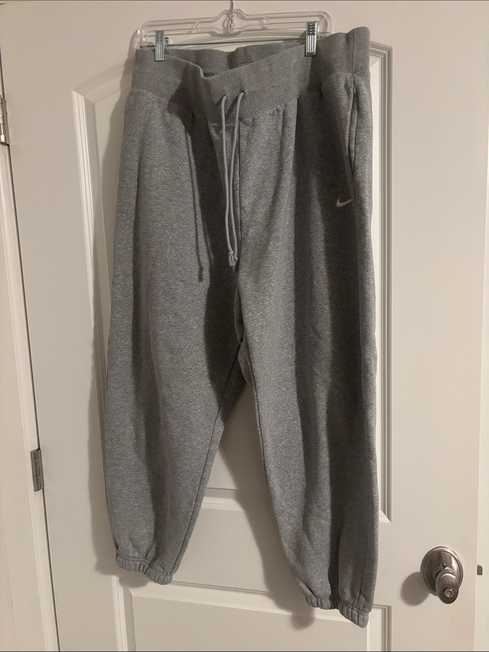 Nike Gray Fleece Joggers with Drawstring Waist